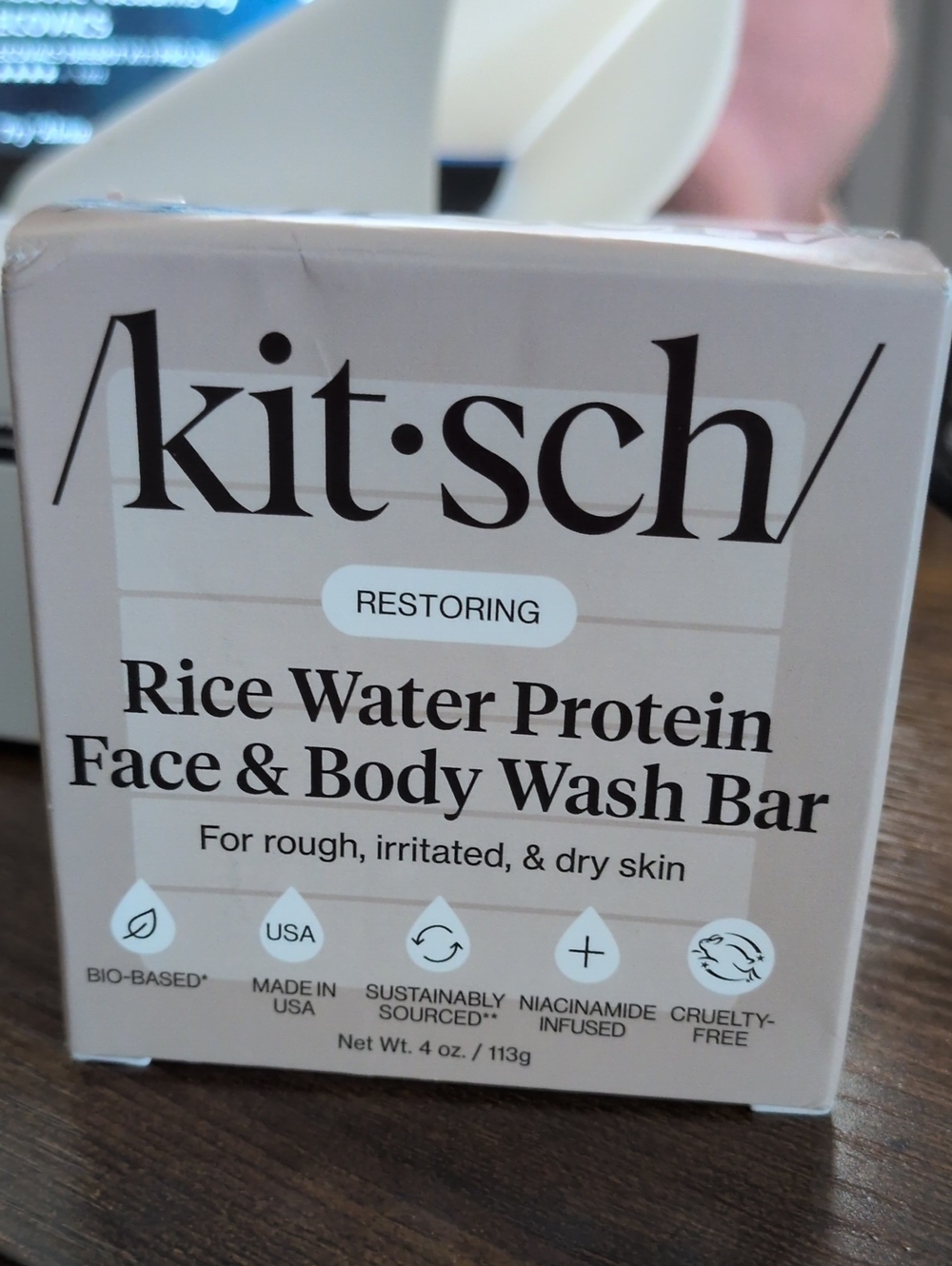 Kitsch Restoring Rice Water Protein Face & Body Wash Bar — Beige Taupe